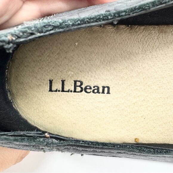 L.L. Bean Stonington Black Leather Slip On Flat Loafers Size 8.5 Minimal Office - Picture 12 of 12